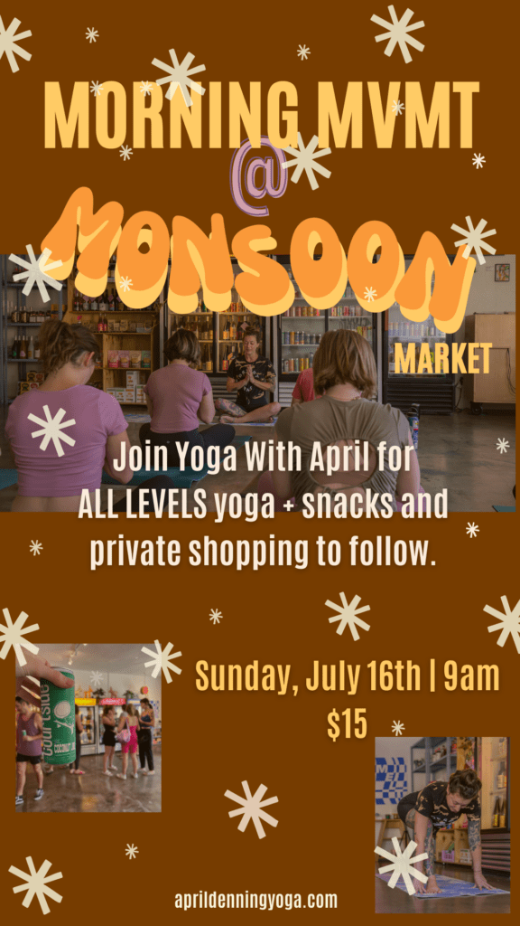 Events in Phoenix July 2023 Yoga at Monsoon Market + shopping!